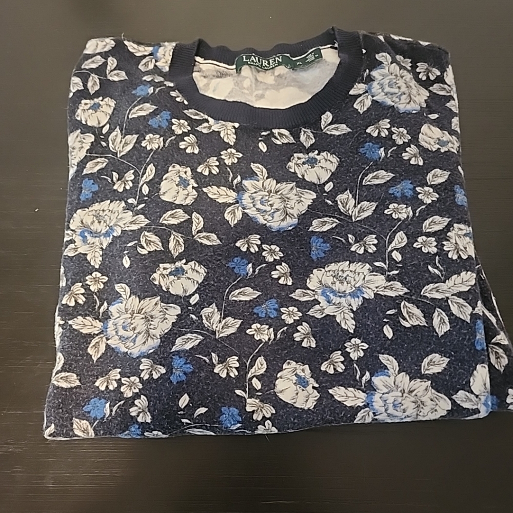 Ralph Lauren Blue and White Hoodie Sweatshirt